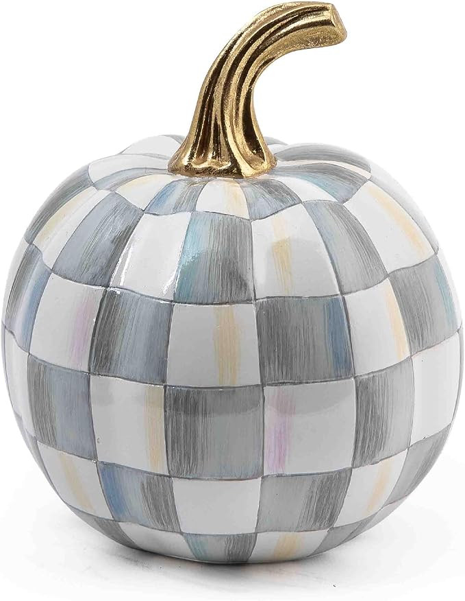 MACKENZIE-CHILDS Resin Pumpkin, Mini, Gray-and-White Sterling Check | Amazon (US)