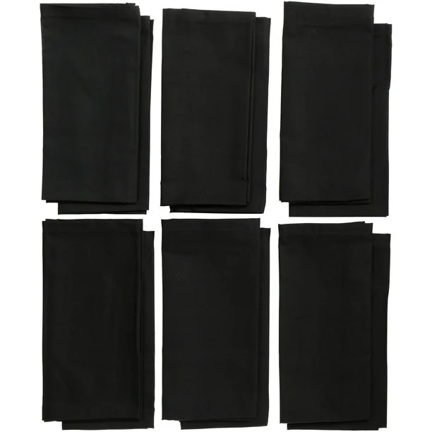 Mainstays Easy Care Fabric Napkin, Rich Black, Set of 12 - Walmart.com | Walmart (US)