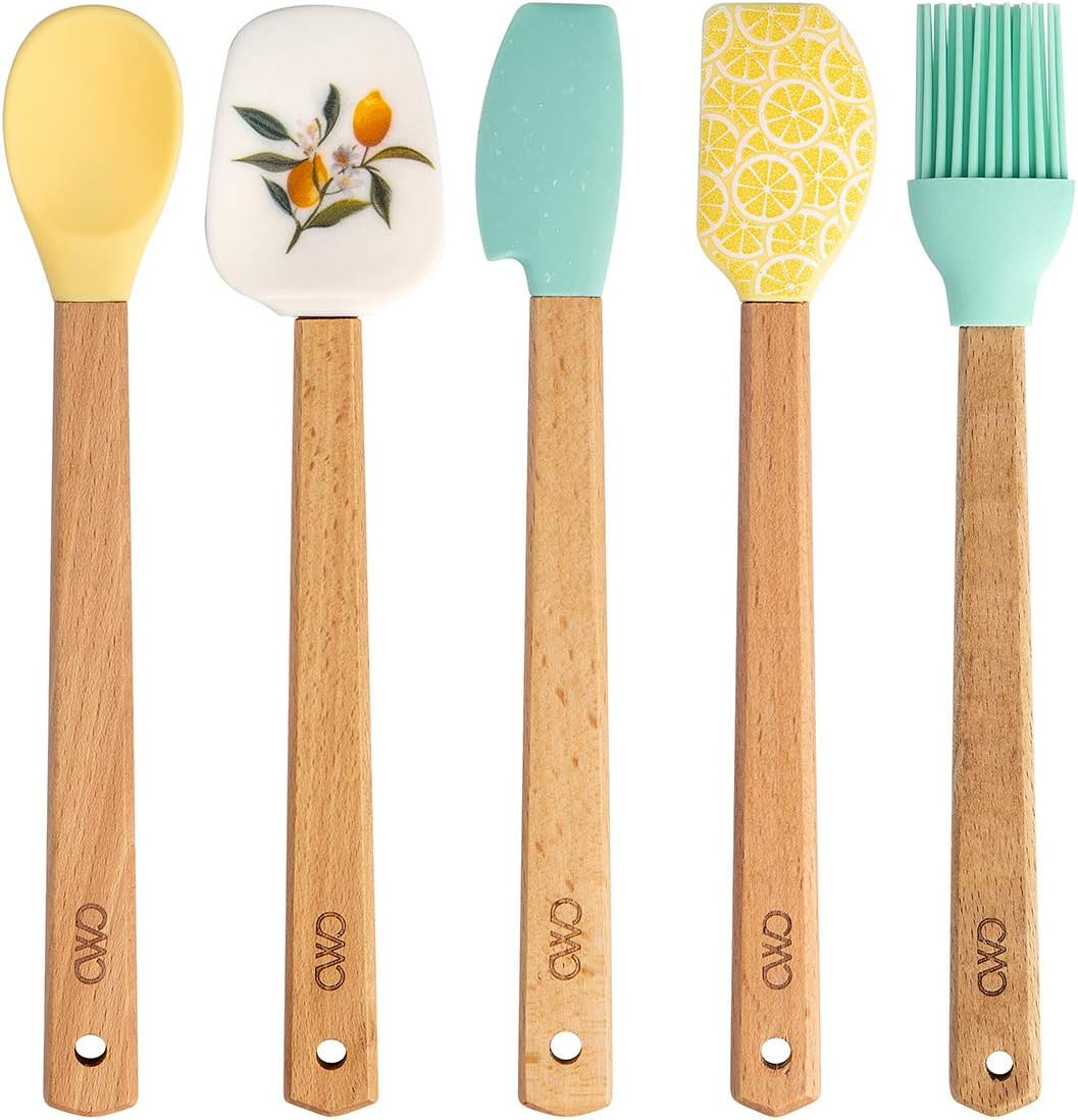 COOK WITH COLOR Set of Five MINI Kitchen Utensil Set - Silicone Kitchen Tools with Wooden Handles... | Amazon (US)