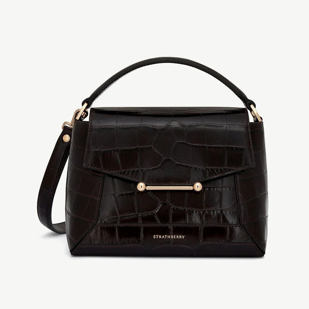 Mosaic Bag - Croc-Embossed Leather Mahogany | Strathberry | Strathberry