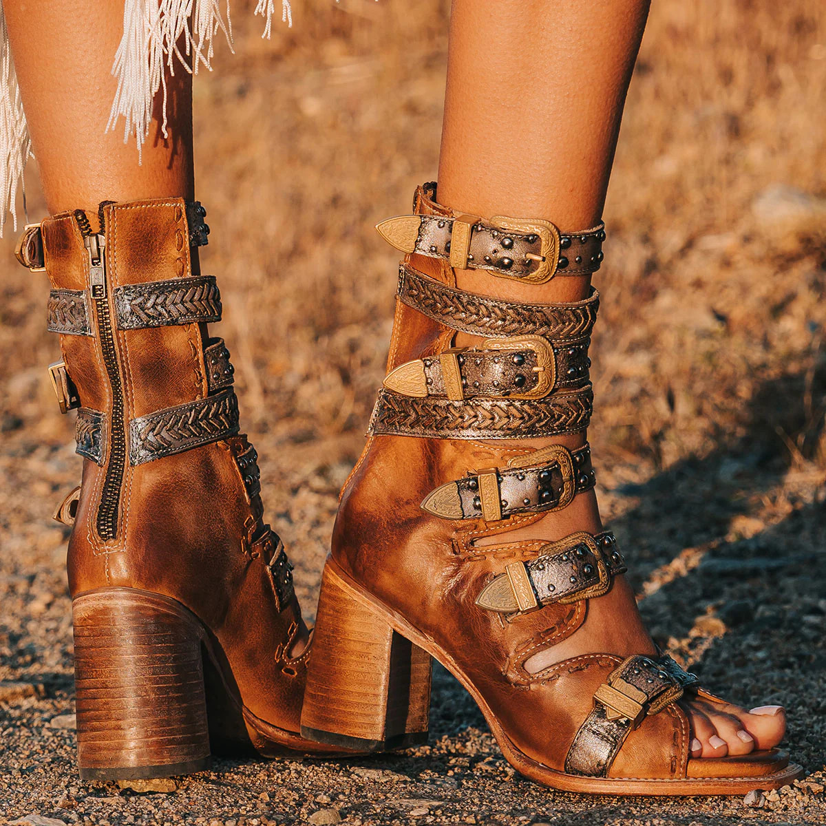 JETT Women's Exclusive Studded Leather Sandal Wheat | Freebird Stores | Shop Women's Wheat High H... | Freebird