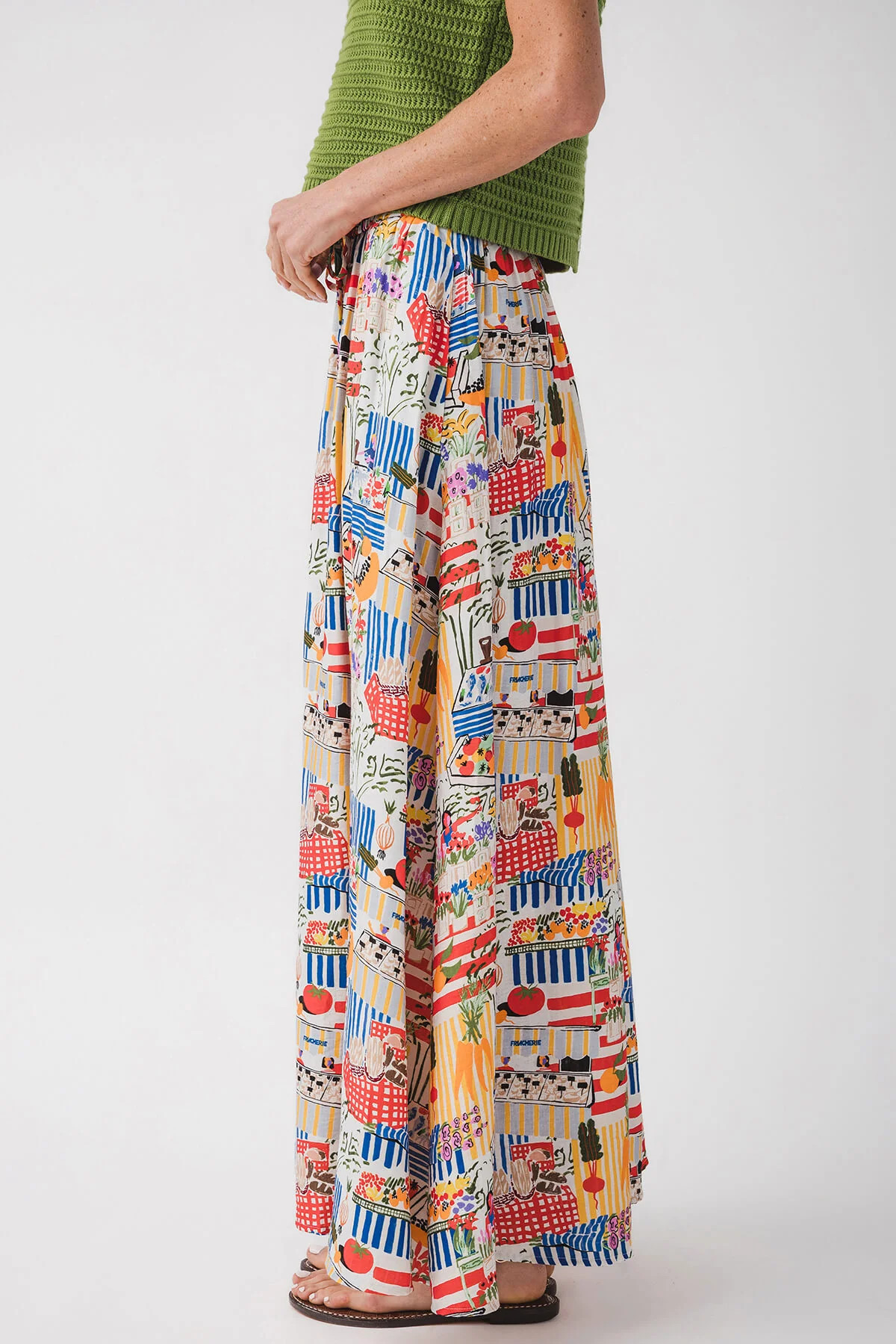FRNCH Novelty Print Drawstring Maxi Skirt | Social Threads
