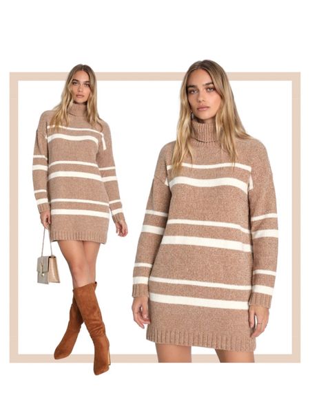Beige striped turtleneck sweater dress

#LTKfindsunder100 #LTKfindsunder50 #LTKstyletip