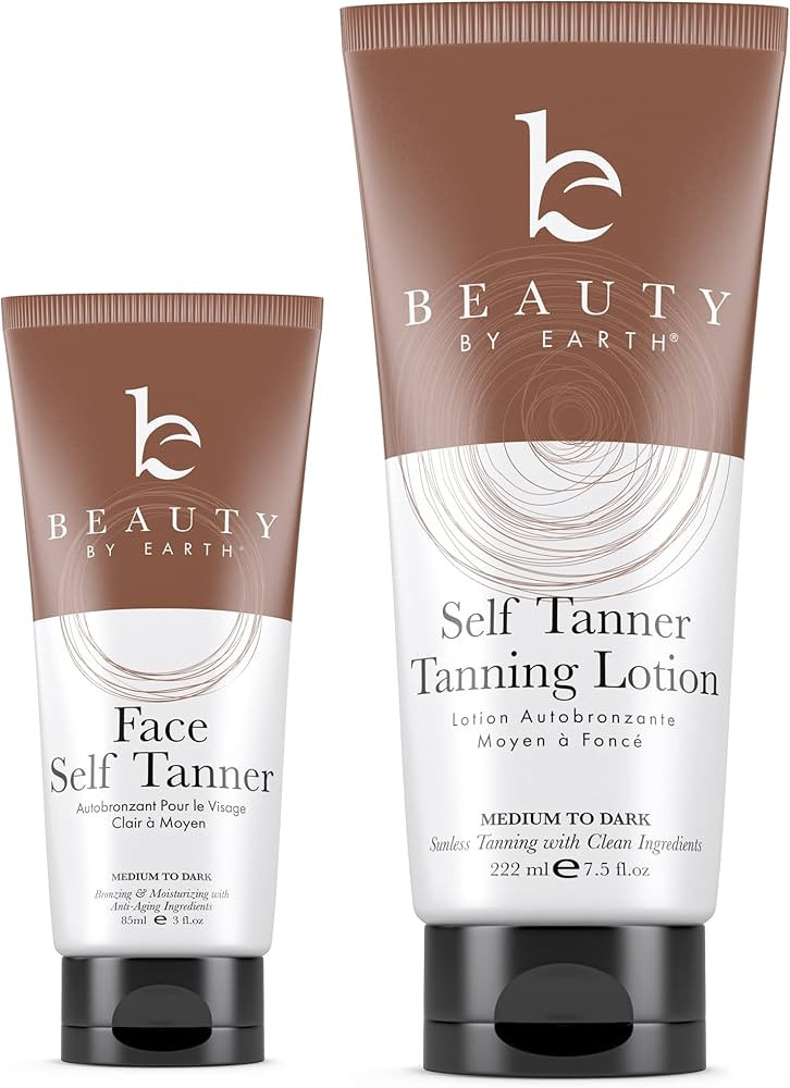 Self Tanner Face & Body - With Organic Aloe Vera & Shea Butter, Sunless Tanning Lotion, Bronzer B... | Amazon (US)