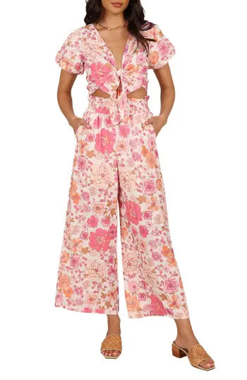 Petal & Pup Matilda Floral Print Linen Blend Crop Top & Wide Leg Pants Set in Pink Floral at Nordstrom Rack, Size Small | Nordstrom Rack