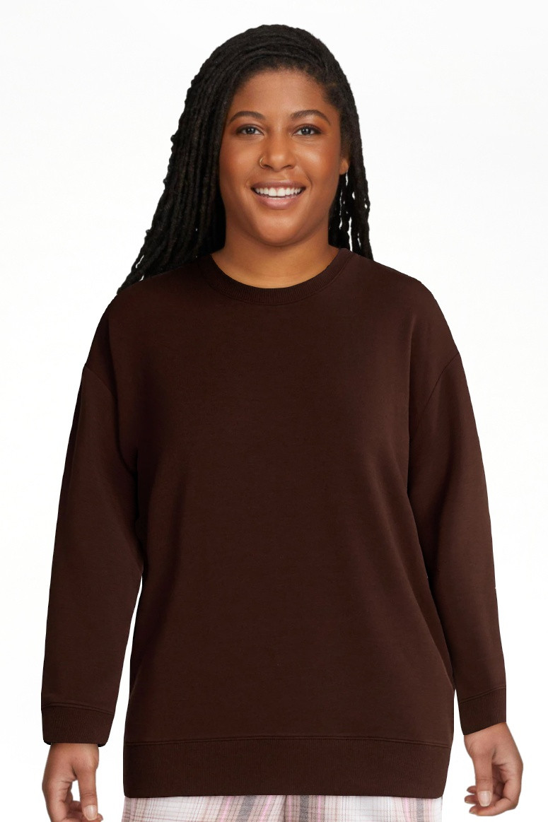 Joyspun Women's Fleece Drop Shoulder Sleep Top with Long Sleeves, Sizes XS-3X | Walmart (US)