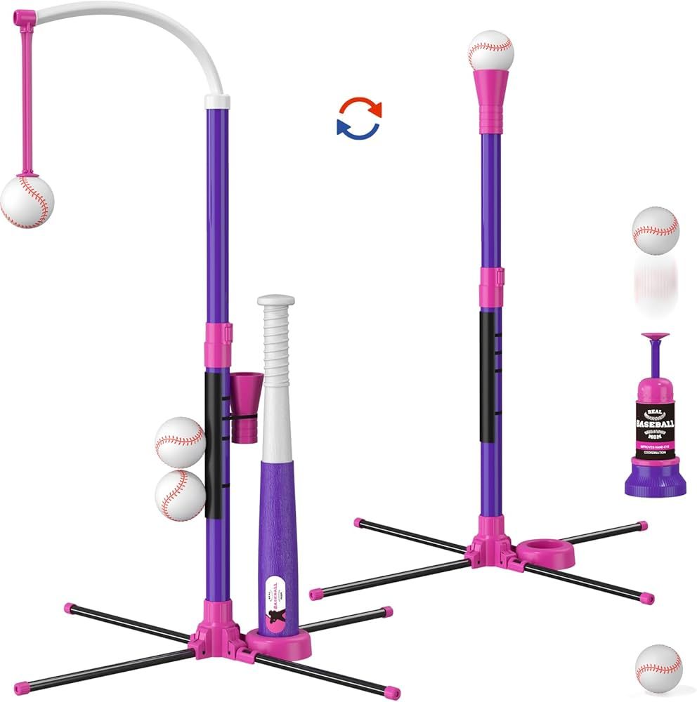 HYES 3 in 1 T Ball Set for Kids 3-5, Kids Baseball with Hanging Tee/Standing Tee/Automatic Launch... | Amazon (US)