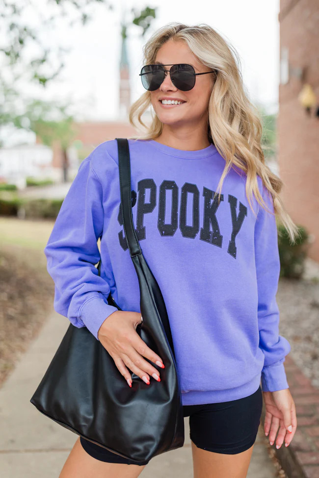 Spooky Block Violet Comfort Colors Graphic Sweatshirt | Pink Lily