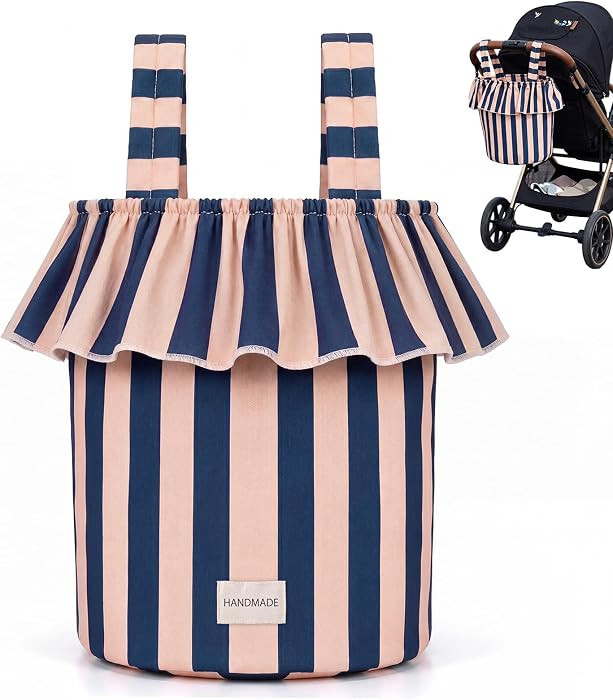 Abbylike Ruffle Stroller Bag with Removable Handles, Cotton Stroller Organizer with Waterproof Li... | Amazon (US)