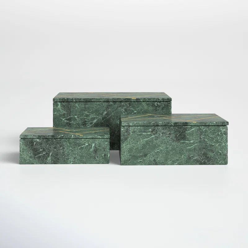 Lagos 3 Piece Marble Decorative Box Set | Wayfair North America