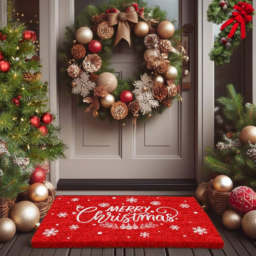 LuxUrux Premium Christmas Door Mat Outdoor - Elegant Coir Holiday Door Mat, Absorbent and Non-Sli... | Amazon (US)