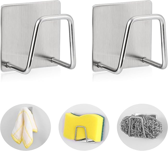 2-Pack Stainless Steel Sponge Holder for Kitchen Sink - Rustproof Brushed SUS304 Sponge Caddy Org... | Amazon (US)