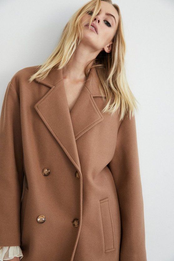 Petite Relaxed Double Breasted Coat | Warehouse UK & IE