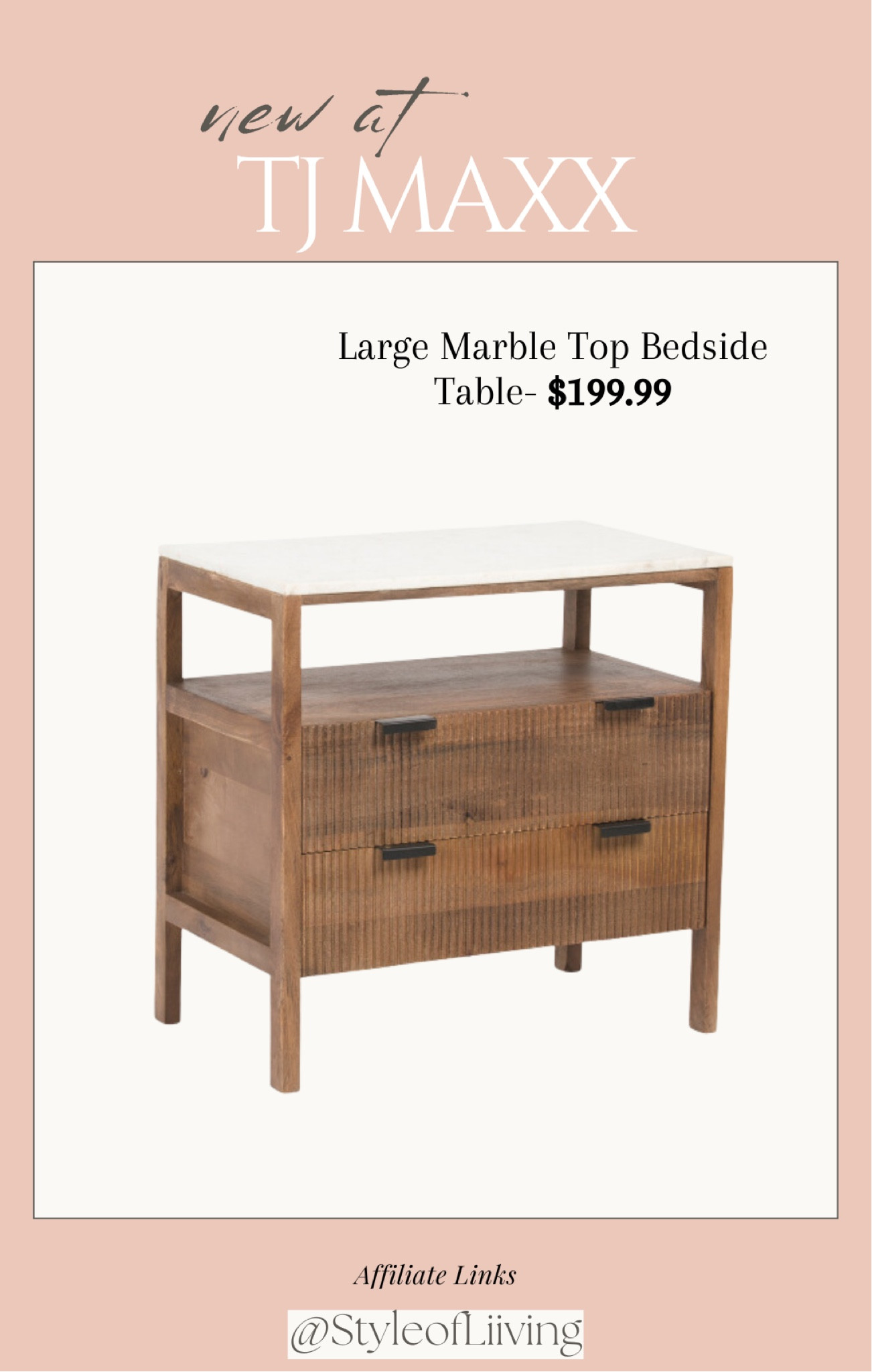 Large marble top bedside table $199.99! TJ Maxx affordable bedroom furniture. Nightstand with two drawers.

#LTKStyleTip #LTKHome #LTKSaleAlert