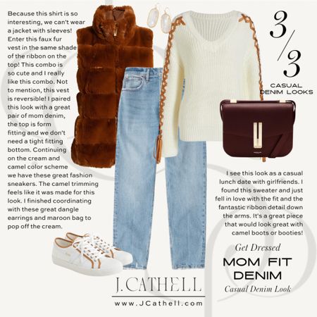 This is a reversible faux fur vest that highlights the detail stitching on the sweater and shoes,

#LTKitbag #LTKstyletip #LTKshoecrush