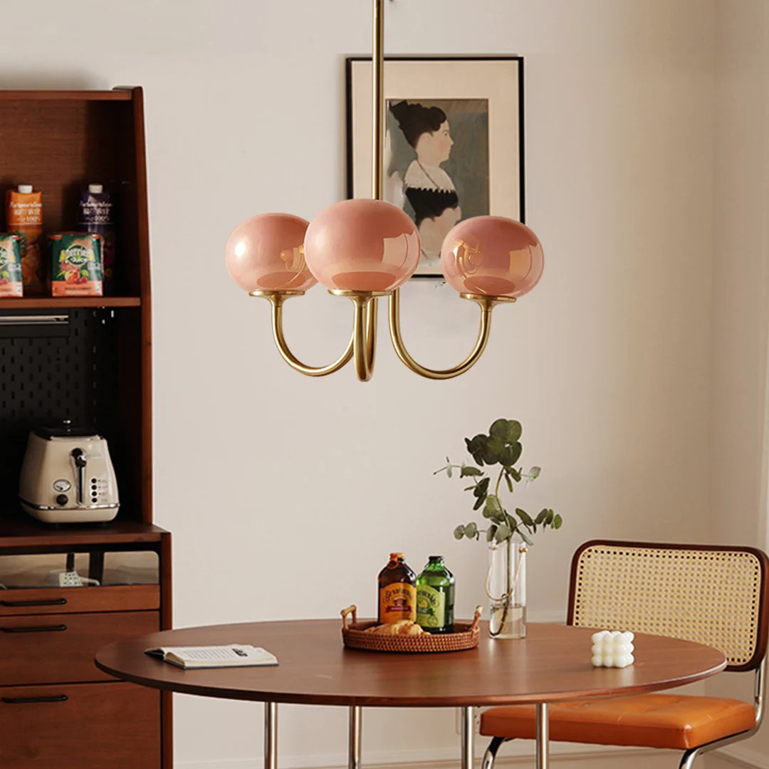 LamppoDesign Milk Pink Glass Pendant Light,Bubble Chandelier,Art Deco Light Fixture,Vintage Bubbl... | Etsy (US)