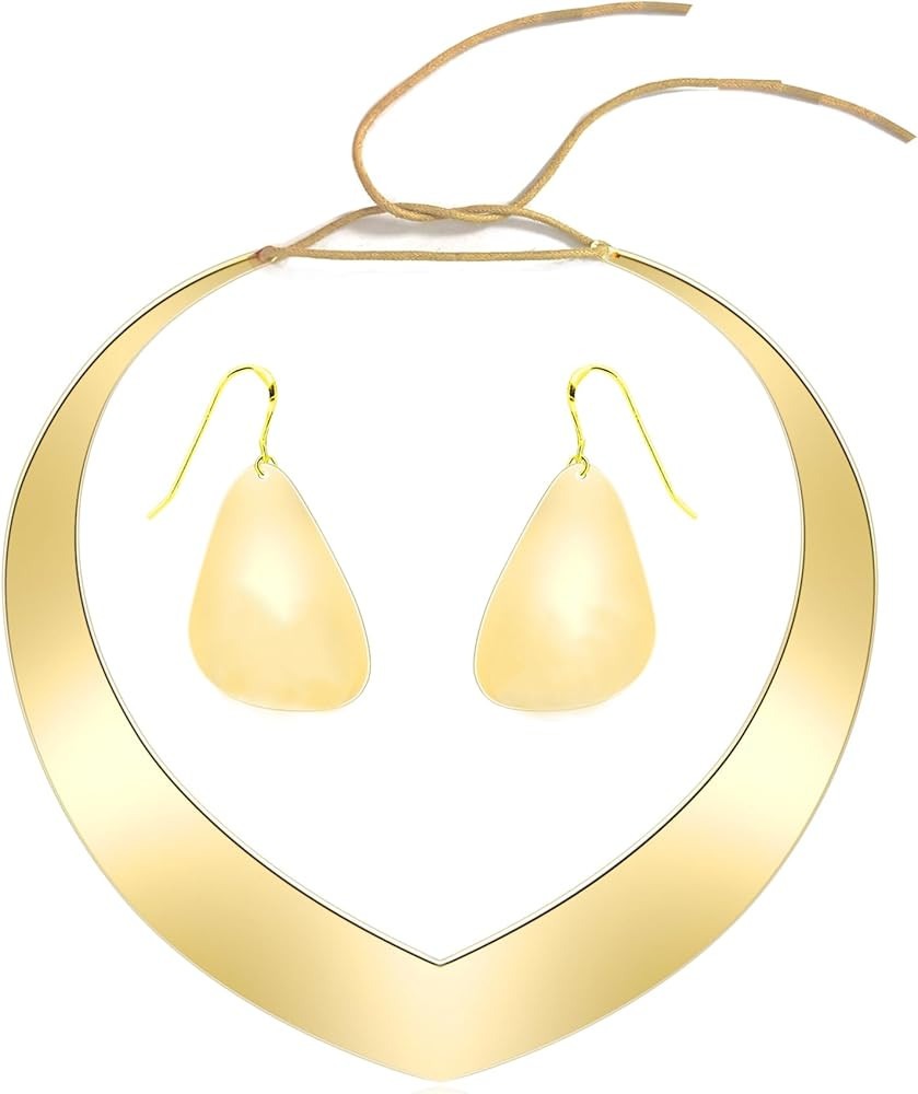 Halloween Costume Princess Necklace and Earrings Set Collar Bib Statement Dangle Large Accessorie... | Amazon (US)