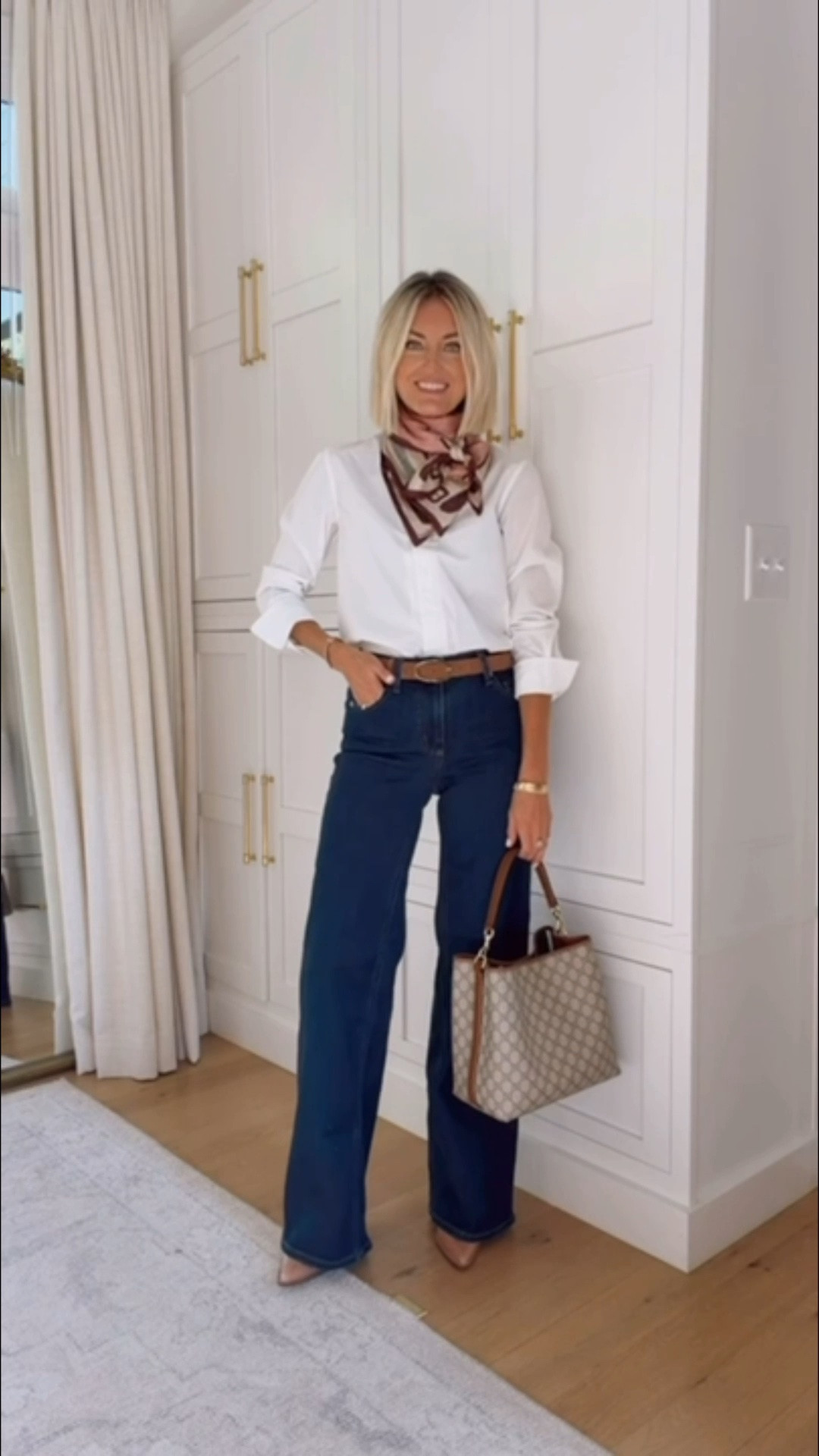 A classic white button down & dark wash jeans is a fail safe look for fall! You can add some accessories like I did here to elevate it just a little more! Wearing 2 in the jeans! 

Loverly Grey, fall outfit, fall staples, white button down, dark denim

#LTKSeasonal #LTKootd