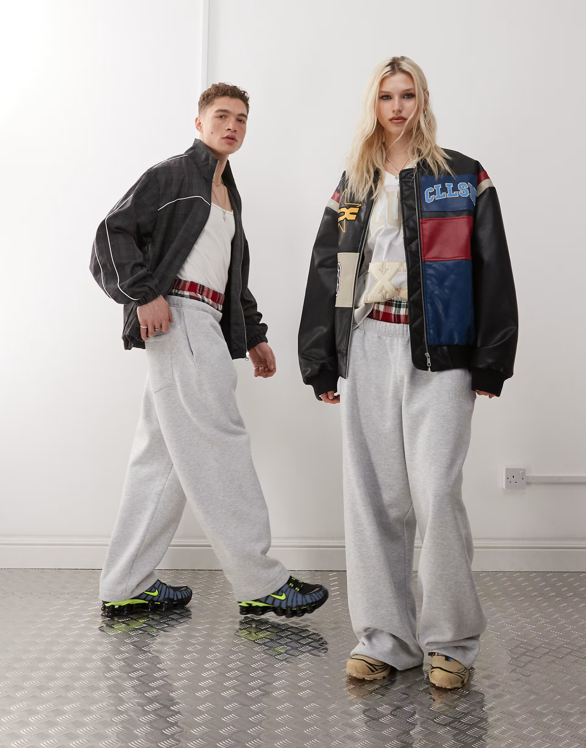 COLLUSION Unisex double waistband wide leg sweatpants in gray heather | ASOS | ASOS (Global)