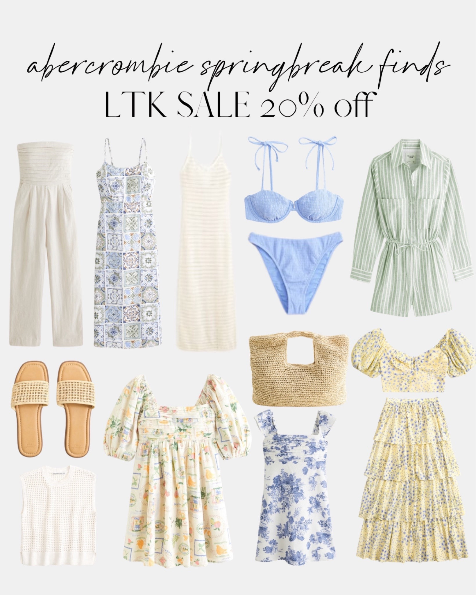 Abercrombie spring break finds 🫶🏻 20% off site wide 

spring break style, swimsuits, resort wear, vacation style, sundresses, spring dresses, slides, spring fashion, bikinis 

#LTKstyletip #LTKsalealert #LTKSpringSale