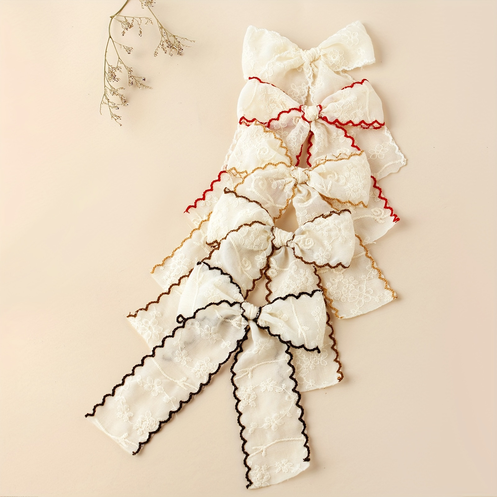 boho chic solid color lace embroidered   bow hair - Temu | Temu Affiliate Program