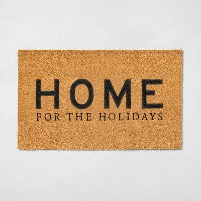 &#39;Home For The Holidays&#39; Seasonal Doormat Black - Hearth &#38; Hand&#8482; with Magnolia | Target