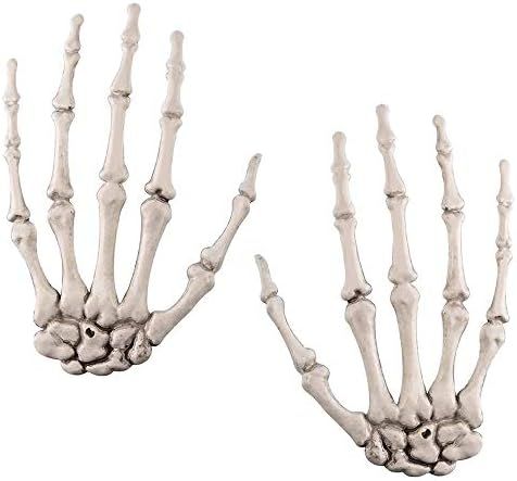 2 Pack Halloween Skeleton Hands Realistic Life Size Severed Plastic Skeleton Hands for Halloween ... | Amazon (US)