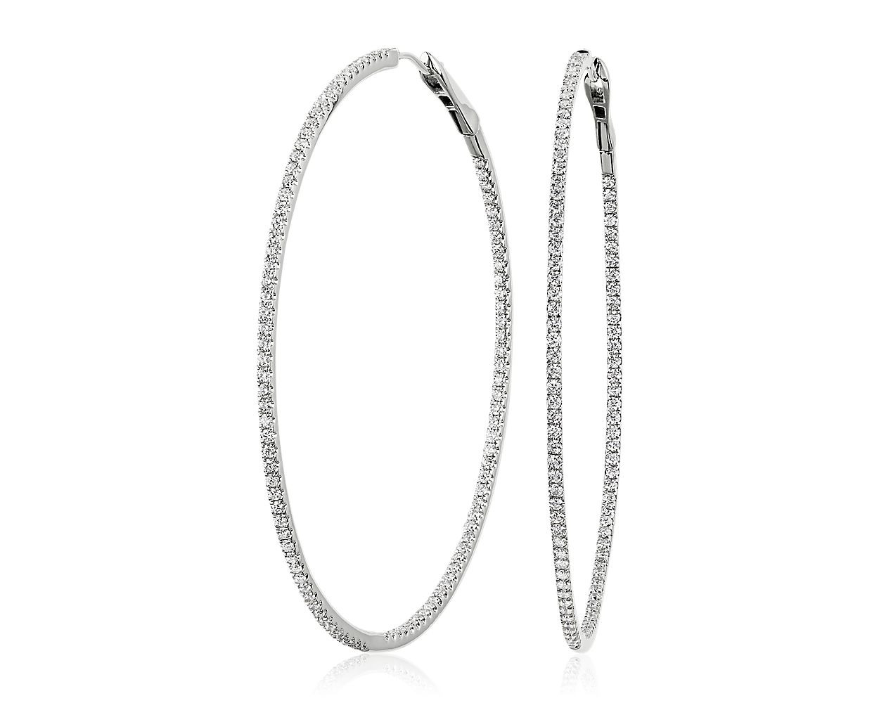 Dazzling Diamond Eternity Hoop Earrings in 14k White Gold (2 ct. tw.) | Blue Nile