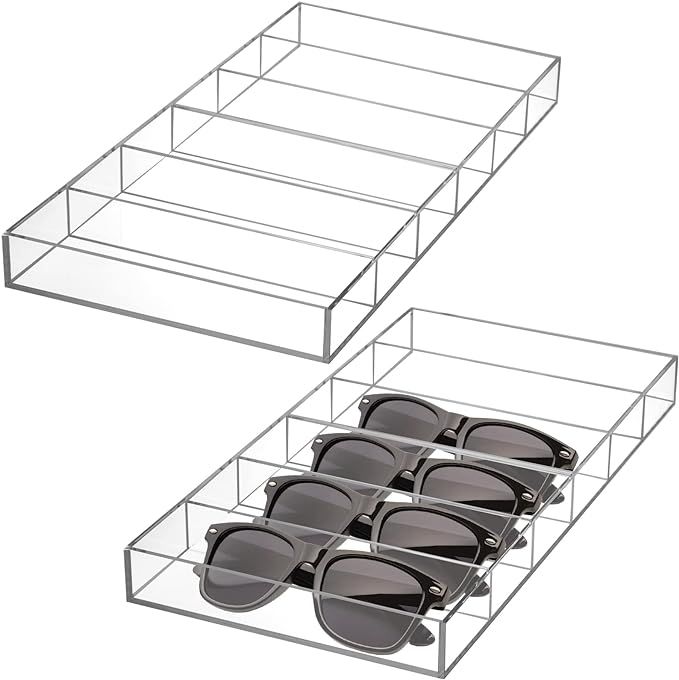 SOUJOY 2 Pack Acrylic Sunglasses Display Organizer, 6 Slot Clear Eyeglasses Storage Case, Stackab... | Amazon (US)