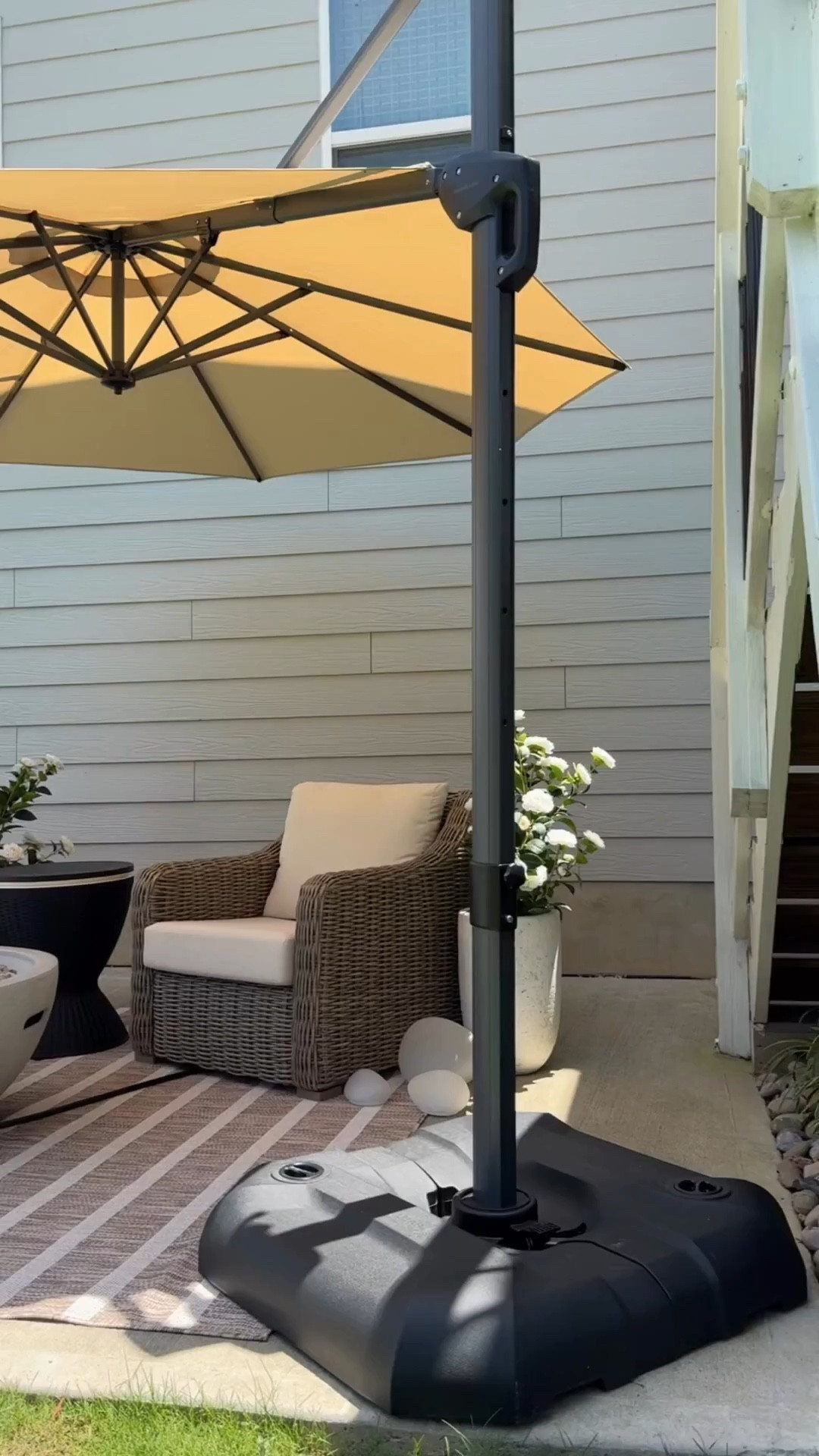 Outdoor patio space, small patio, small outdoor space, patio deck, back patio decor, patio furniture, wicker outdoor chair, better homes and garden outdoor, viral outdoor chair

#LTKHome