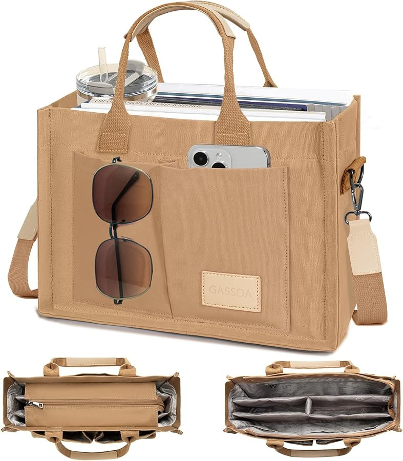 Tote Bags for Women Canvas Tote Purse Crossbody with Pockets Top Handle Shoulder Satchel Bag for ... | Amazon (US)