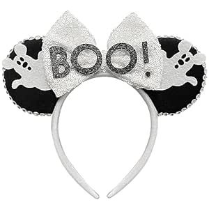 Bolonar Halloween Headband Ghost Halloween Mouse Ears Headband Boo! Hair Hoop Halloween Hair Acce... | Amazon (US)
