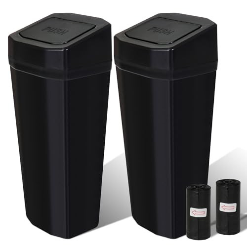 Car Trash Can with Lid - 2 Packs Mini Car Garbage Can Bin for Cup Holder - Black Small Leakproof Vehicle Trash Bin for Back Seat, Cute Automotive Accessories Organizers and Storage for Door SUV Truck | Amazon (US)