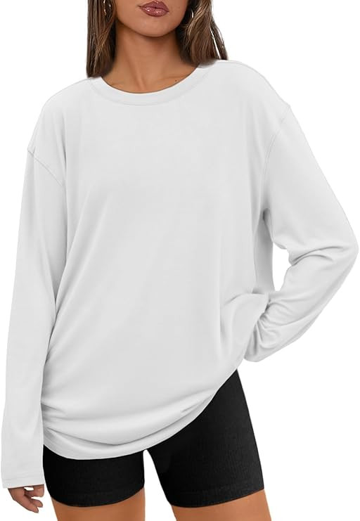 ATHMILE Womens Oversized Long Sleeve T Shirts Basic Crewneck Tee Fall Tops Casual Workout Fashion... | Amazon (US)