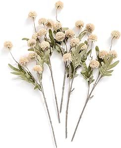 Ling's Moment Pompon Mum Artificial Flower, 5pcs Faux Silk Mini Chrysanth with Stems, Bulk Fake W... | Amazon (US)