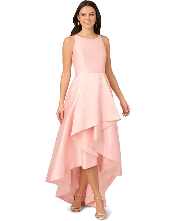 Adrianna Papell Women's Mikado High Low Gown | Sleeveless Halter Top Dress with Ruffled Skirt & L... | Amazon (US)