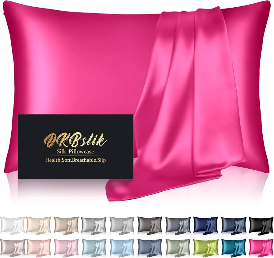 Silk Pillowcase for Hair and Skin, Mulberry Silk Pillow Cases King Size, Anti Acne Cooling Sleep ... | Amazon (US)
