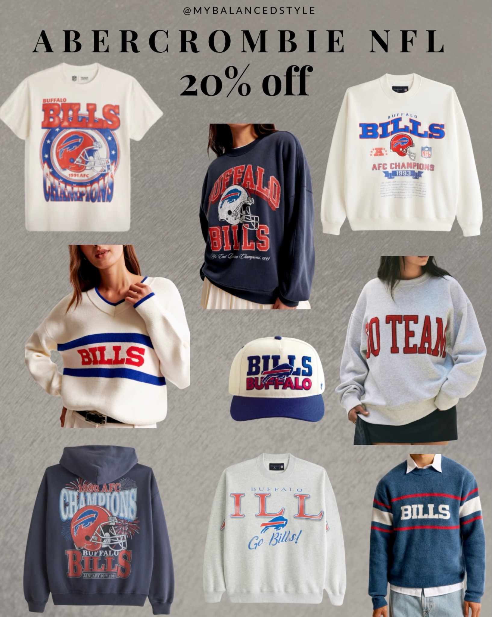 20% off all NFL Abercrombie apparel! Never seen before! 
Buffalo Bills and all NFL Teams! 

#LTKSaleAlert #LTKFallSale #LTKU