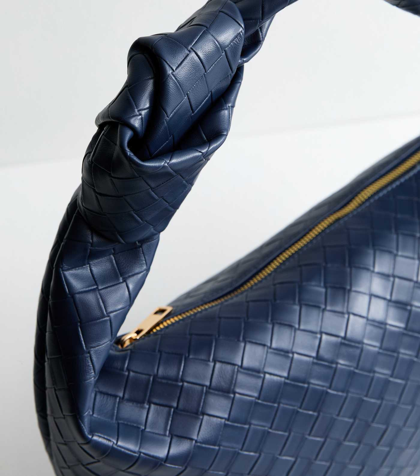 Navy Leather-Look Weave Shoulder Bag | New Look | New Look (UK)