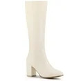 Allegra K Women Round Toe Block Heels Knee High Boots | Walmart (US)