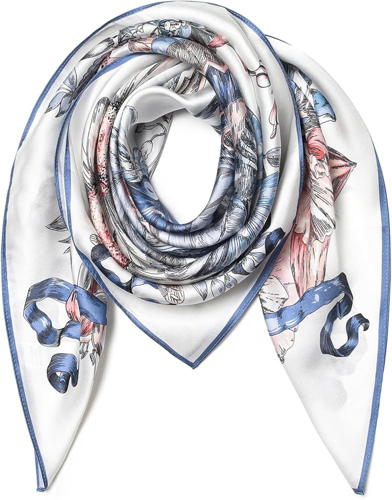 100% Pure Mulberry Silk Scarf 35" Large Square Lightweight Headscarf \u2013Women\u2019s Hair Wrap... | Amazon (US)