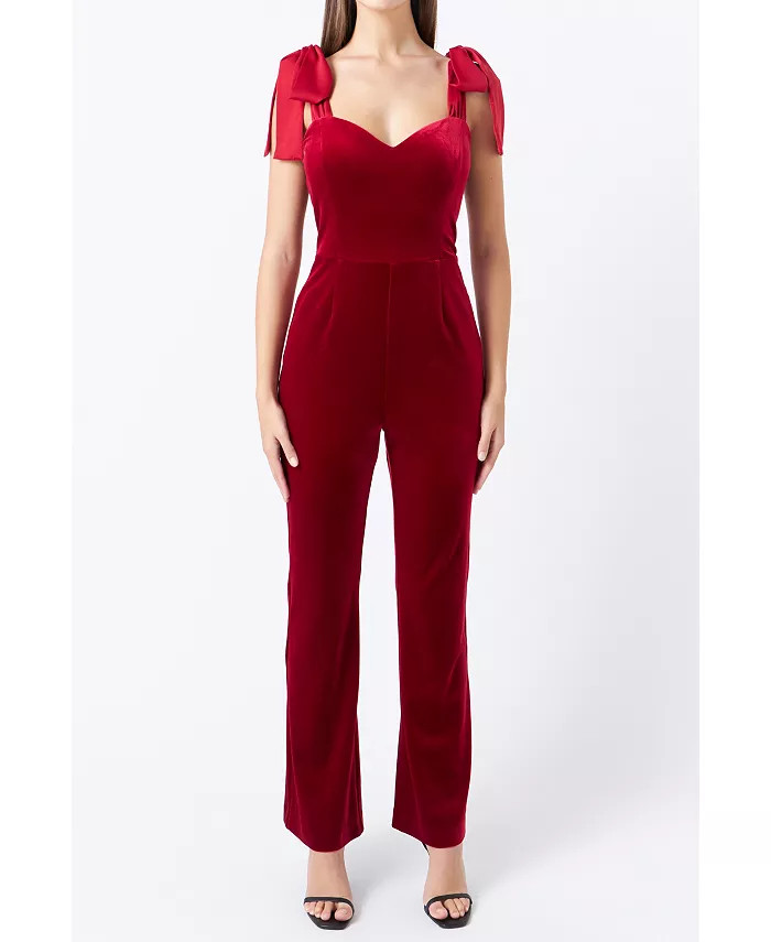 endless rose Women's Velvet Satin Sweetheart Jumpsuit - Macy's | Macy's