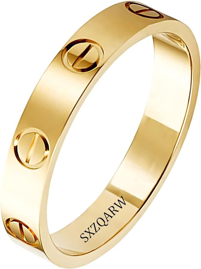 sxzqarw Love Rings with Screw Design for Women Band Rings Gold 18k Titanium Steel Wedding Ring Je... | Amazon (US)