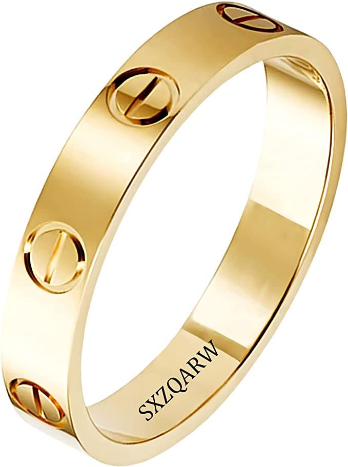 sxzqarw Love Rings with Screw Design for Women Band Rings Gold 18k Titanium Steel Wedding Ring Je... | Amazon (US)