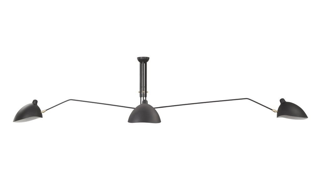 Mouille Ceiling - Serge Mouille Style Ceiling Lamp 3 Arms, Black | Interior Icons