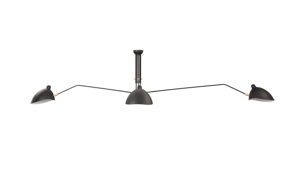 Mouille Ceiling - Serge Mouille Style Ceiling Lamp 3 Arms, Black | Interior Icons