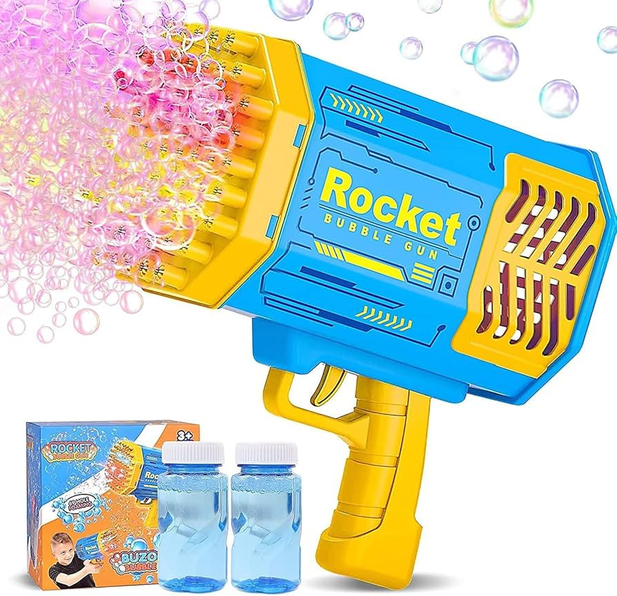 69-Hole Bubble Gun with FlashLight/Bubble Solution, Big Rocket Launcher Bubble Machine Bubble Blo... | Amazon (US)