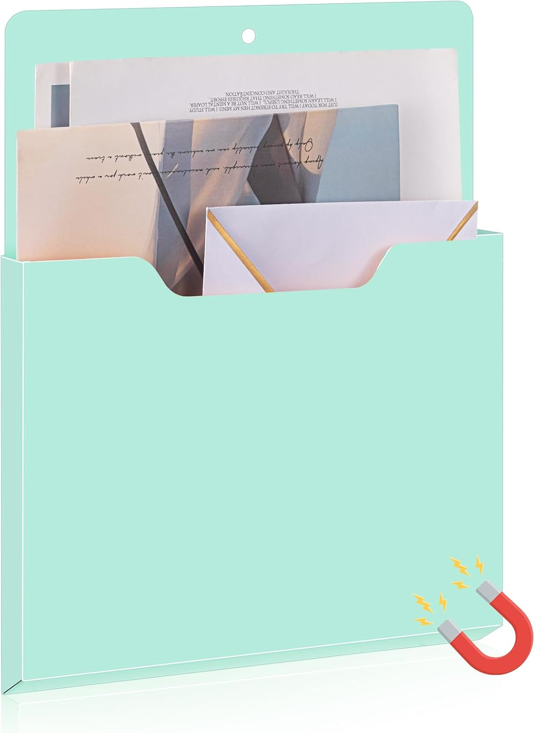Feifeiya Magnetic File Holder Wall, 12.2 x 9.4 Inch, Vertical, Mint Green | Amazon (US)