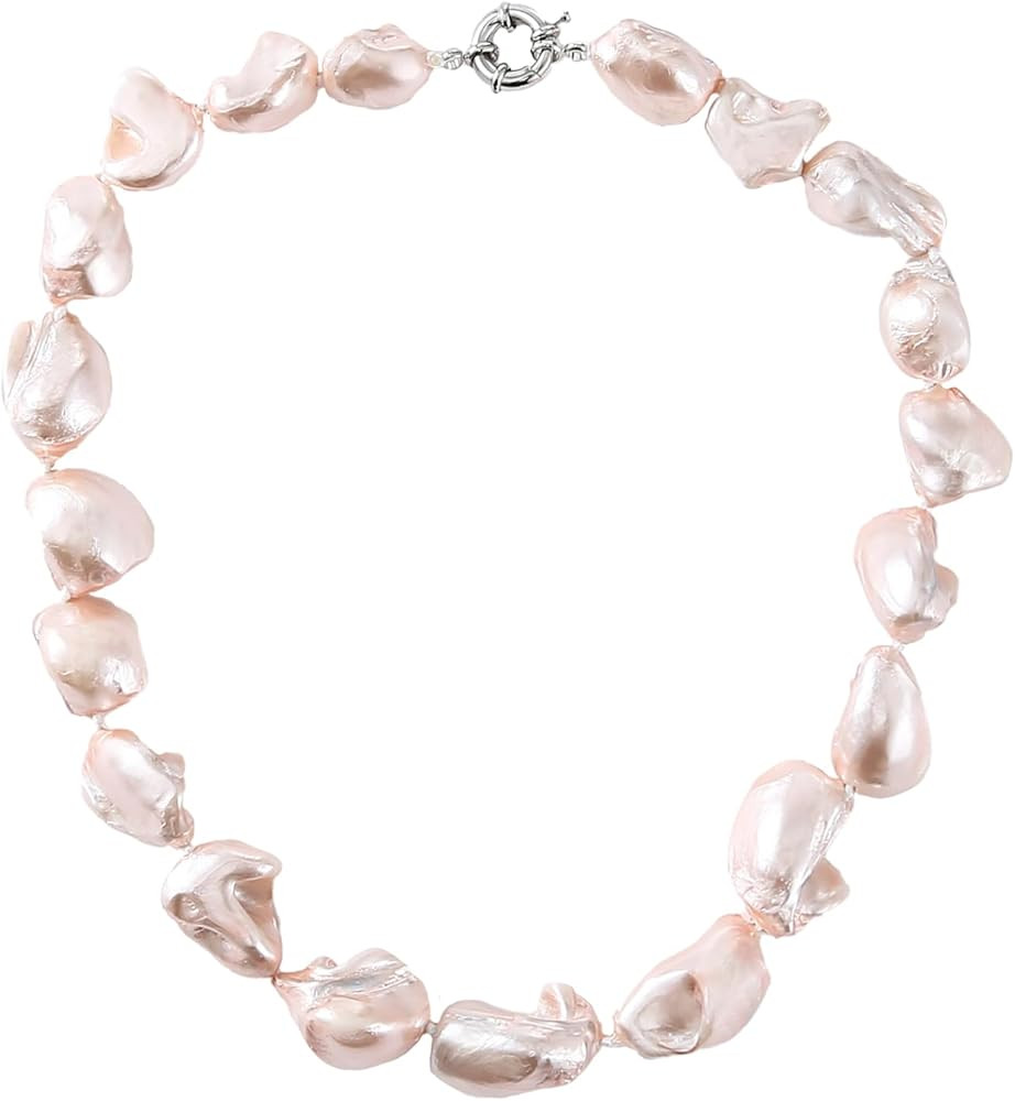 Gargantilla de perlas para mujer, estilo bohemio, con cuentas y perlas grandes de agua dulce, col... | Amazon (US)