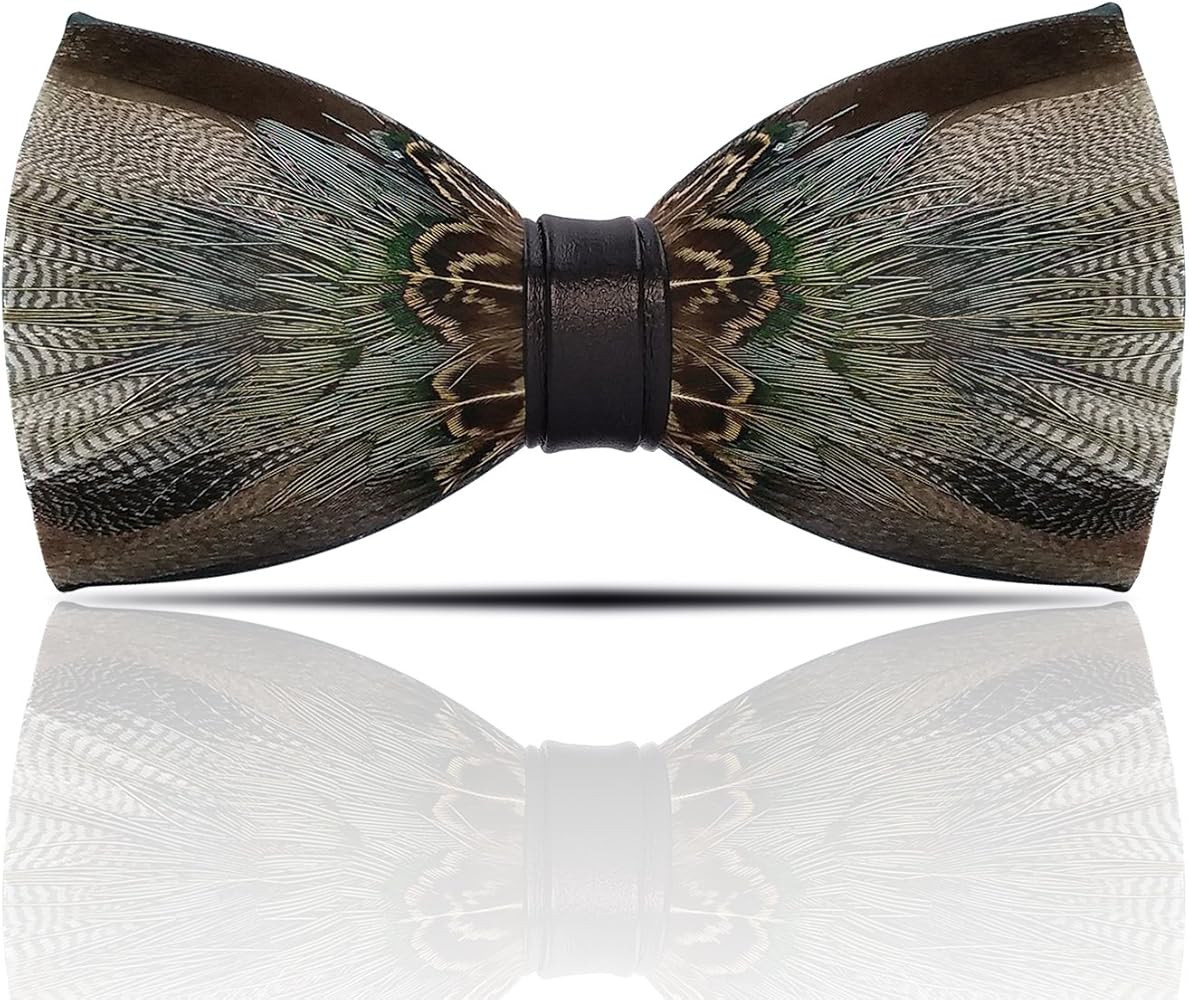 Lanzonia Feather Bow Tie for Men's Handmade Bowtie | Amazon (US)